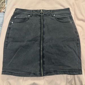 Black Denim Skirt with Zipper - Garage